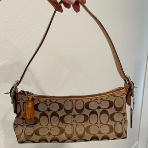 Coach Tan Hamptons Demi Baguette Shoulder Bag